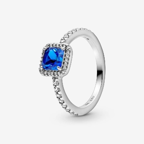 δαχτυλίδι μπλε τετράγωνο Sparkle Halo Pandora Greece