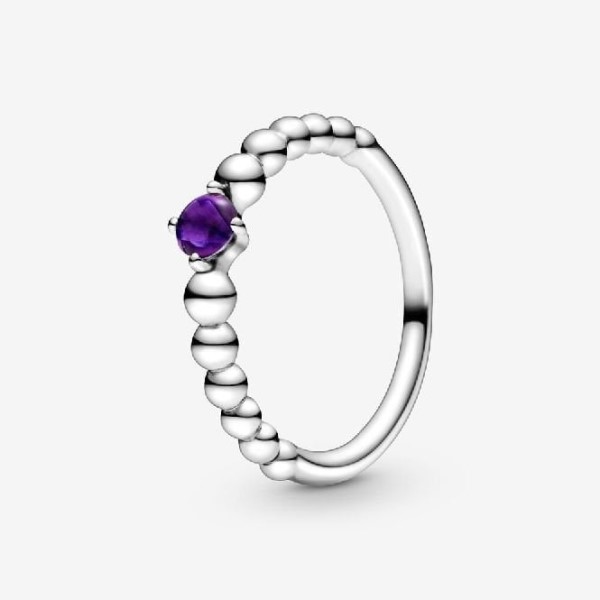 Φεβρουάριος Birthstone Pandora Greece μάρκας χάντρες δαχτυλίδι