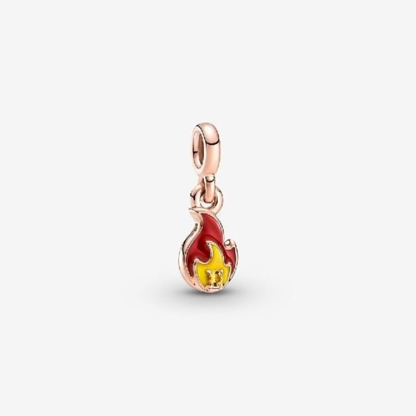με ροζ χρυσο φλογα που καει Mini Dangle γούρι πανδωρα ελλαδα