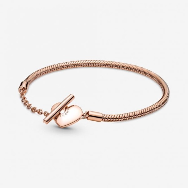 στιγμές καρδιά T-bar φιδάκι Pandora Greece Chain βραχιόλι