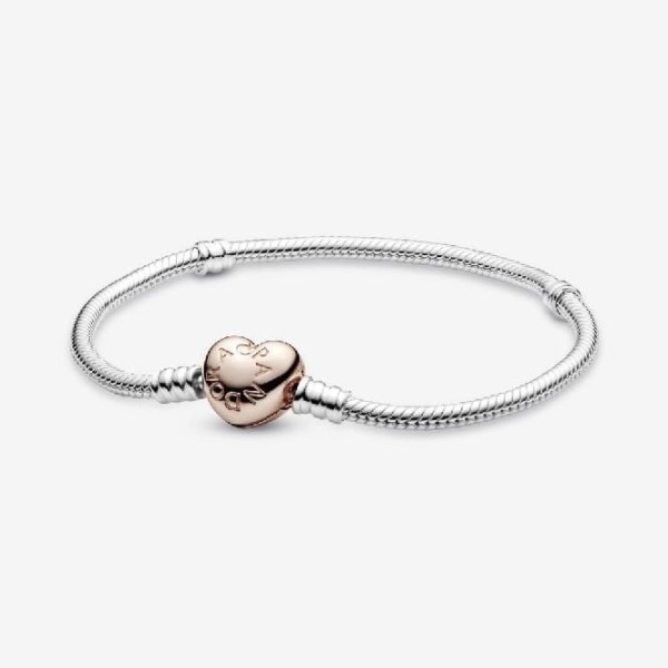 Στιγμές τριαντάφυλλο Pandora Greece Brand κούμπωμα καρδιά φιδάκι αλυσίδα βραχιόλι